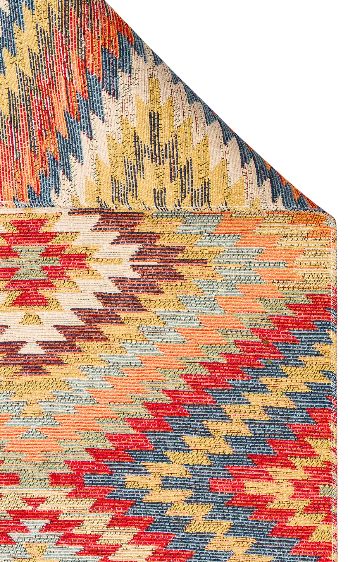 Lerva Terra Çok Renkli Etnik Desenli Kilim – doku yakın çekim