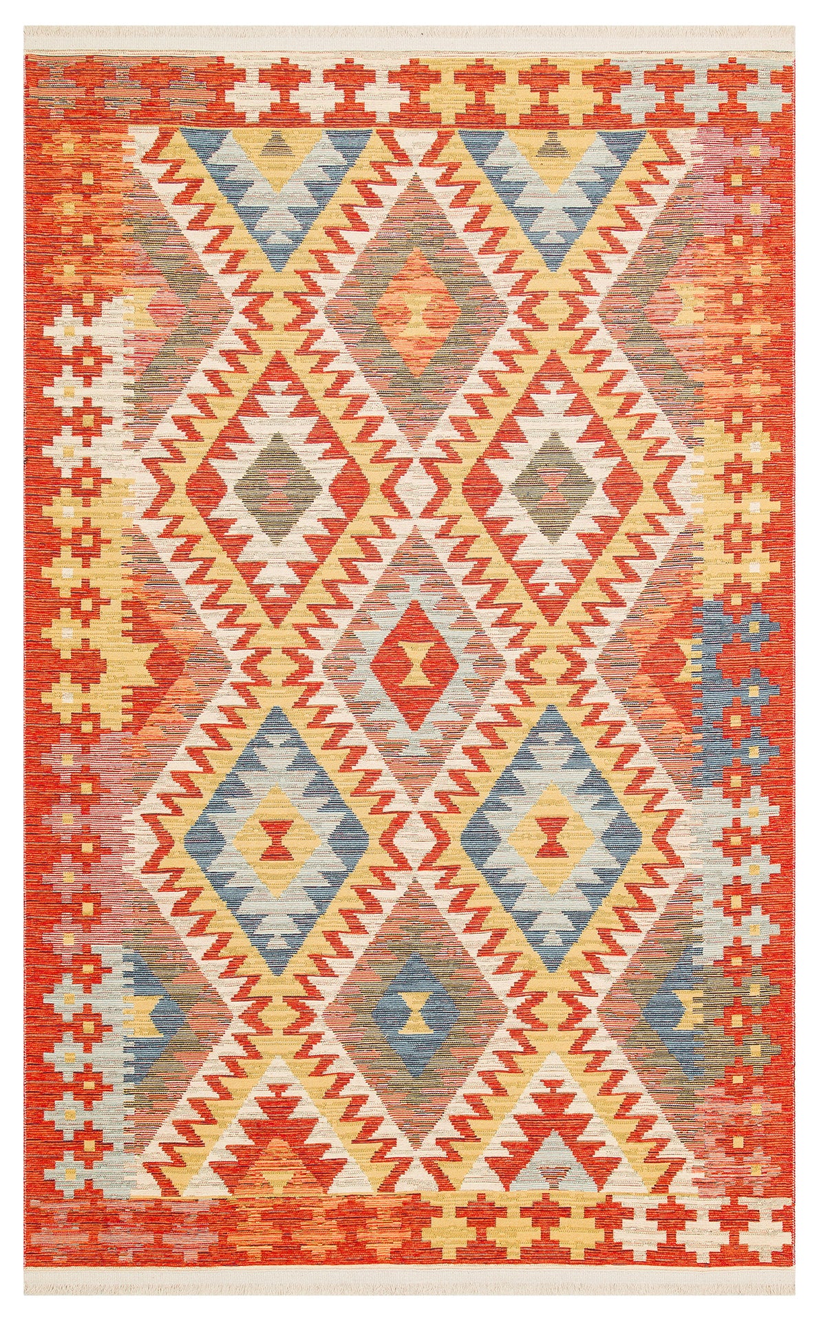 Lerva Çok Renkli Etnik Geometrik Desenli Kilim – genel görünüm