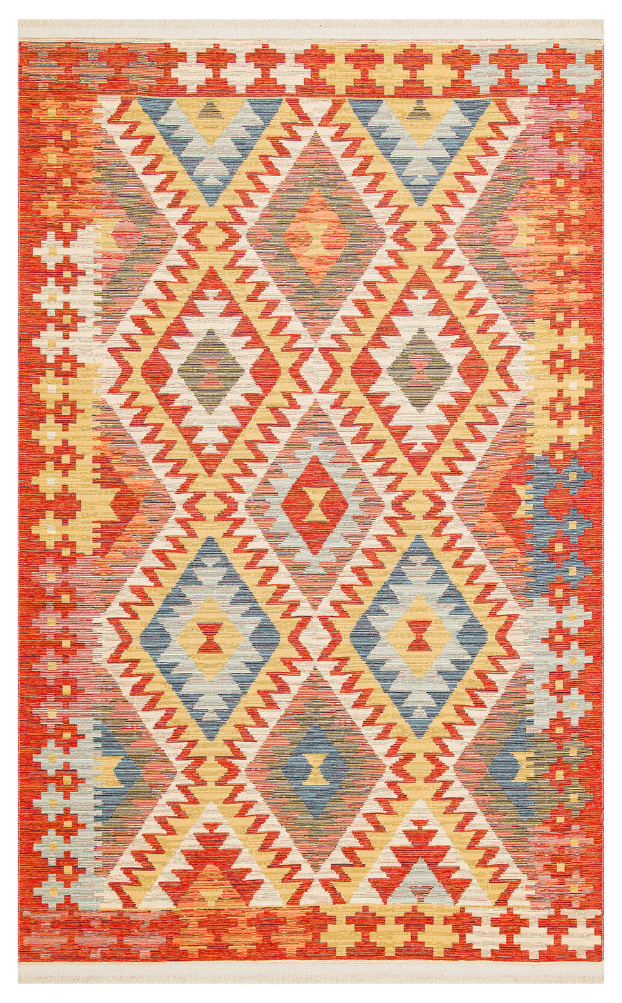 Lerva Çok Renkli Etnik Geometrik Desenli Kilim – genel görünüm