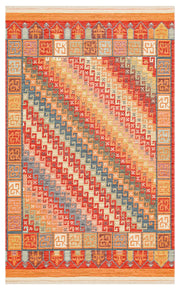 Lerva Çok Renkli Geometrik Desenli Etnik Kilim