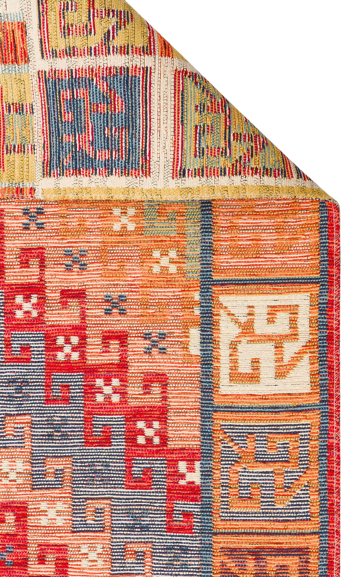 Lerva Çok Renkli Geometrik Desenli Etnik Kilim – doku yakın çekim