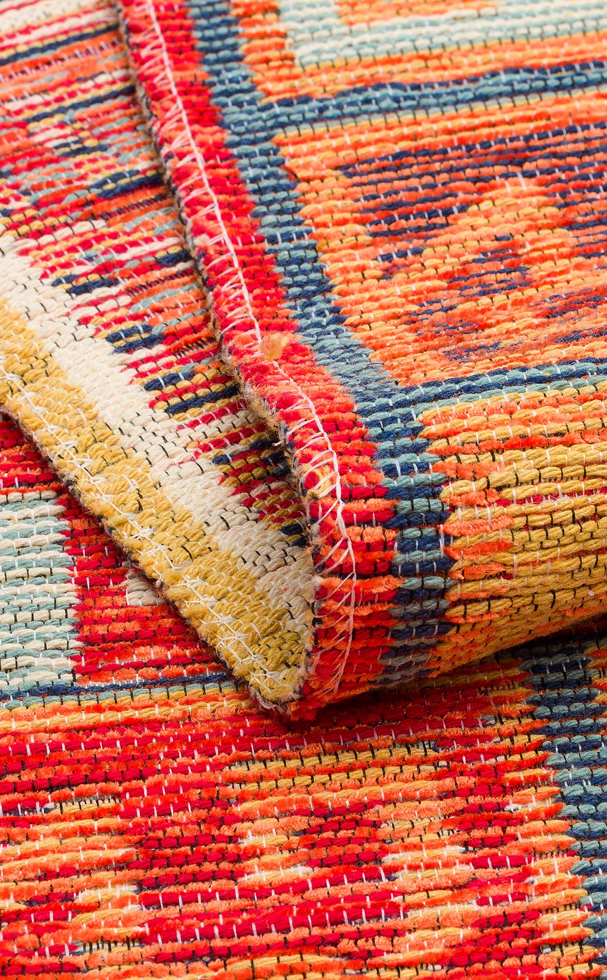 Lerva Çok Renkli Geometrik Desenli Etnik Kilim – arka yüz görünümü
