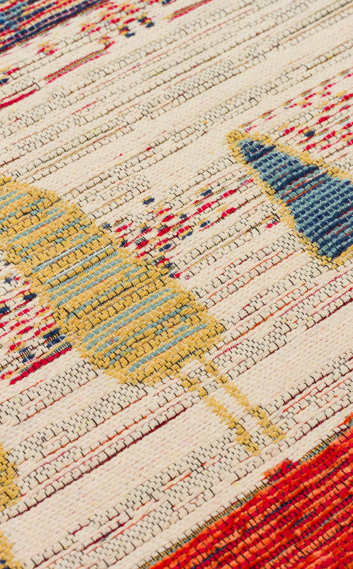 Lerva Turuncu Mavi Mandala Desenli Modern Yıkanabilir Kilim – mekânda kullanım