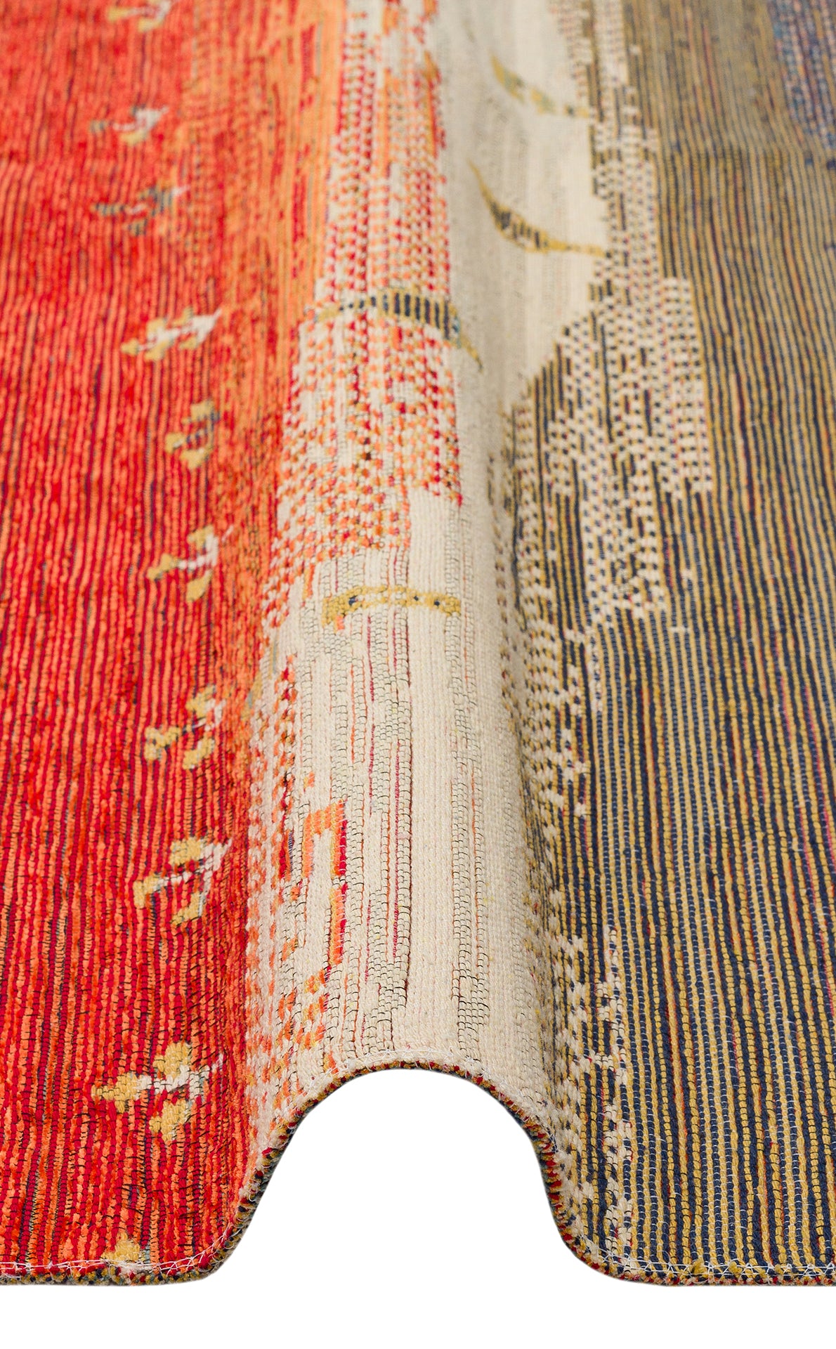 Lerva Turuncu Mavi Mandala Desenli Modern Yıkanabilir Kilim – detay görünümü
