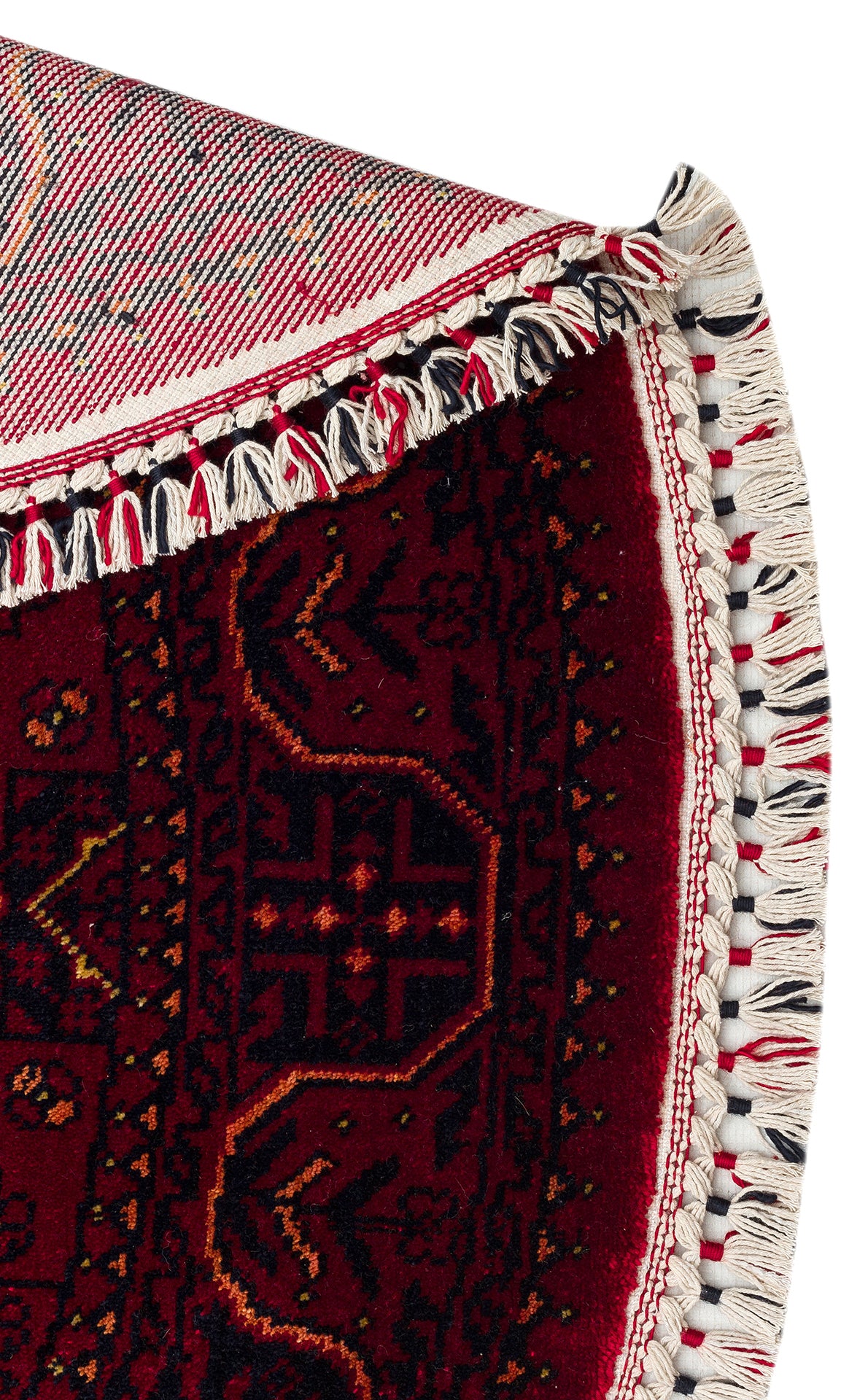 Zamar Bordo Lacivert Geometrik Desenli Yuvarlak Makine Halısı – genel görünüm
