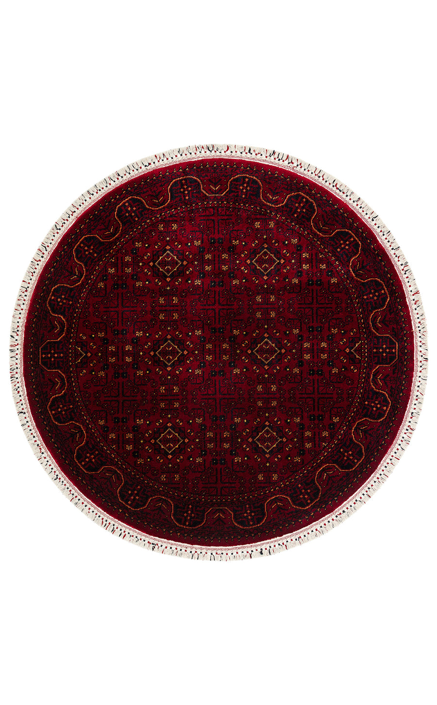 Zamar Bordo Lacivert Geometrik Desenli Yuvarlak Makine Halısı
