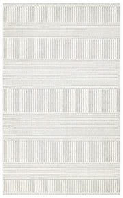 Vayra Beyaz Gri Geometrik Desenli Modern Polyester Halı