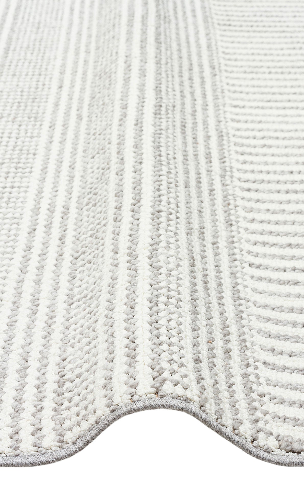 Vayra Beyaz Gri Geometrik Desenli Modern Polyester Halı – doku yakın çekim