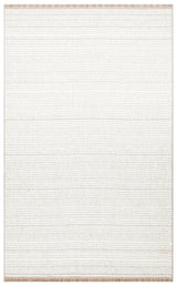 Vayra White Beige Striped Modern Polyester Machine-Woven Rug