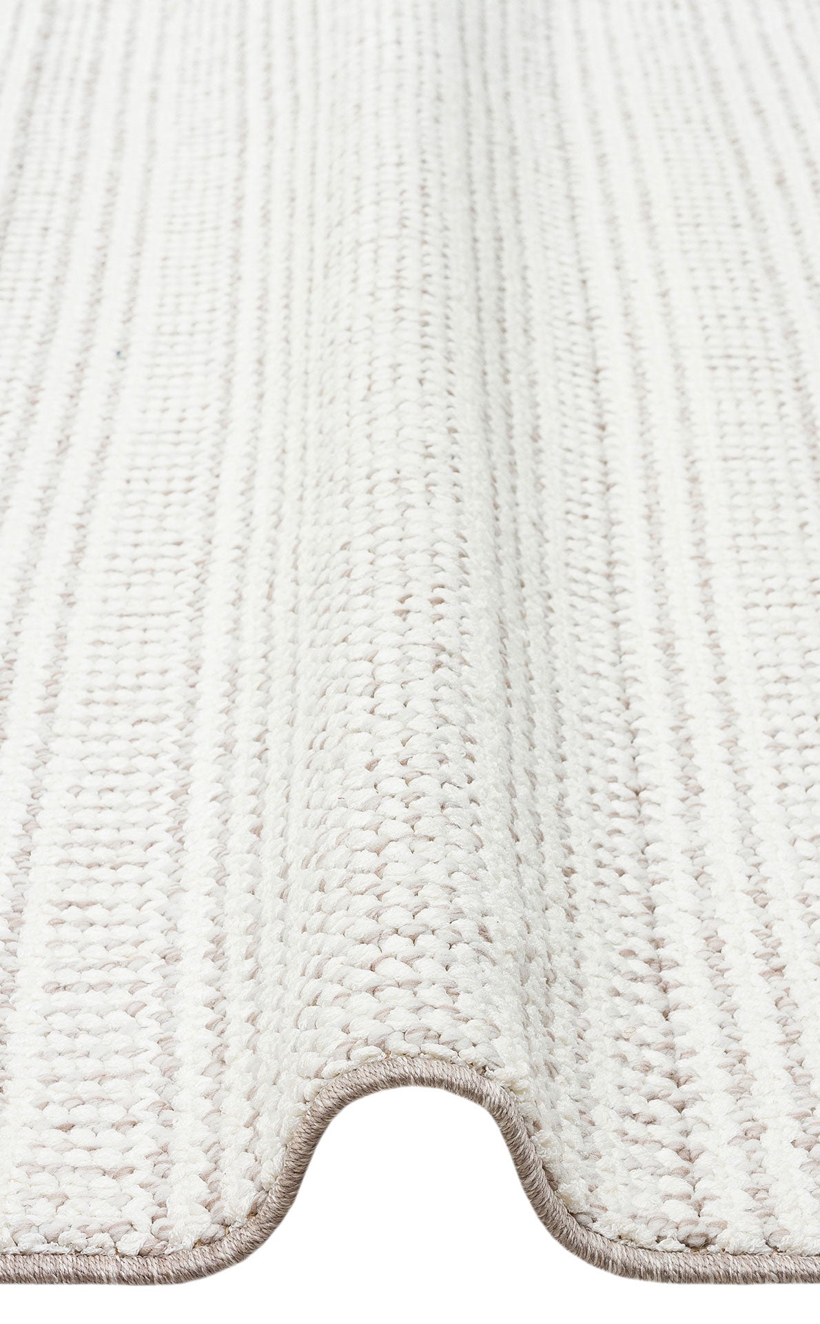 Vayra Beyaz Bej Çizgili Modern Polyester Makine Halısı – doku yakın çekim