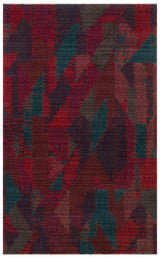 Lyoca Burgundy Turquoise Modern Geometric Lyocell Special Loom Rug