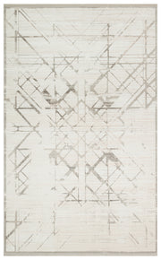 Akrel Beyaz Gri Modern Geometrik Desenli Halı