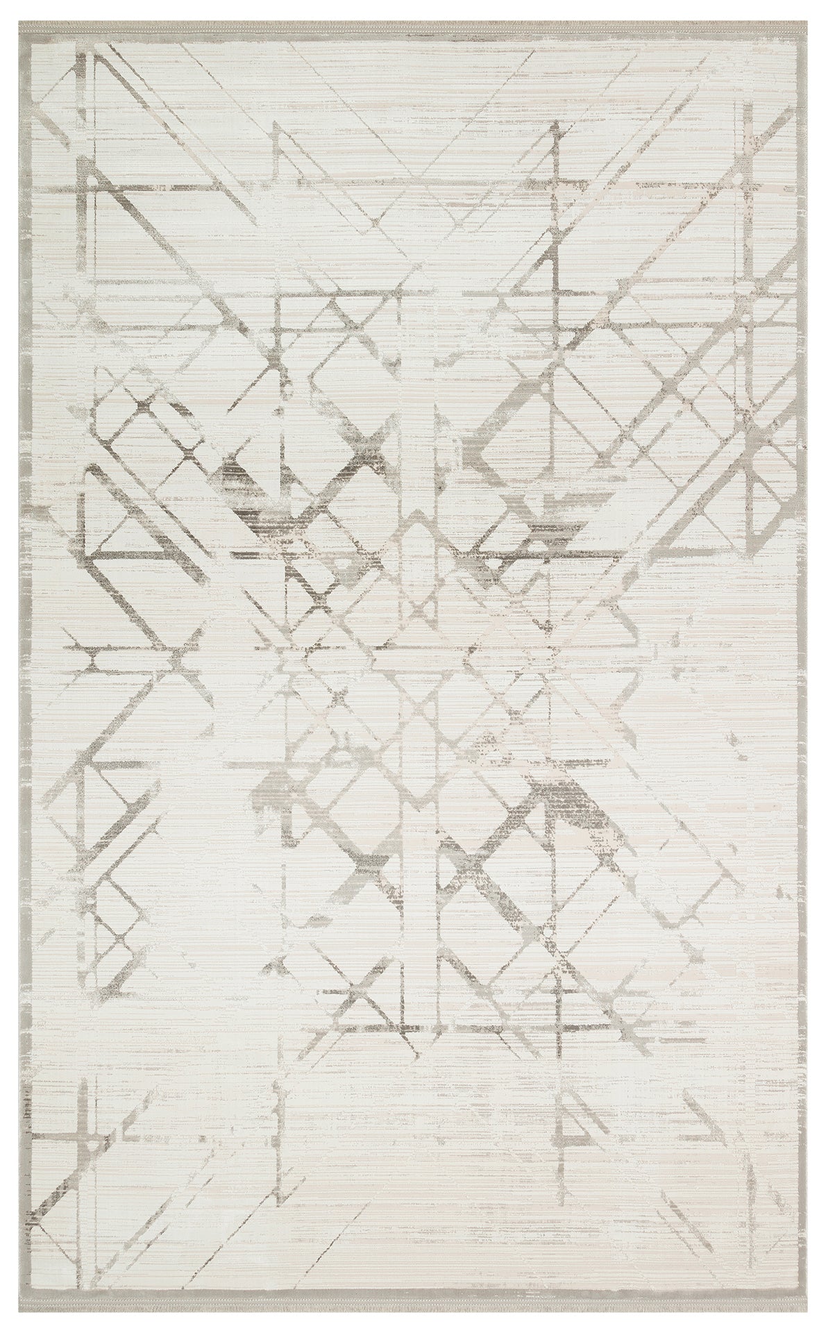 Akrel Beyaz Gri Modern Geometrik Desenli Halı
