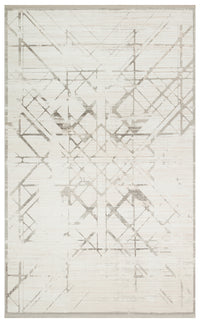 Akrel Beyaz Gri Modern Geometrik Desenli Halı