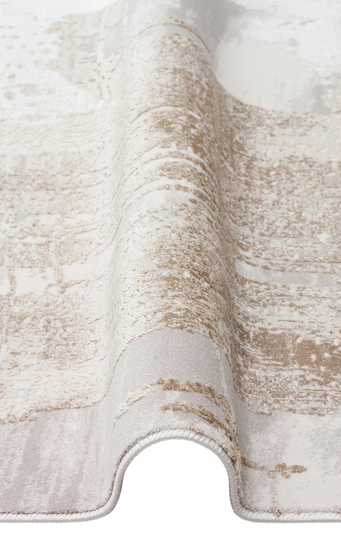 Akrel Bej Gri Soyut Desenli Modern Mikropolyester Halı – doku yakın çekim