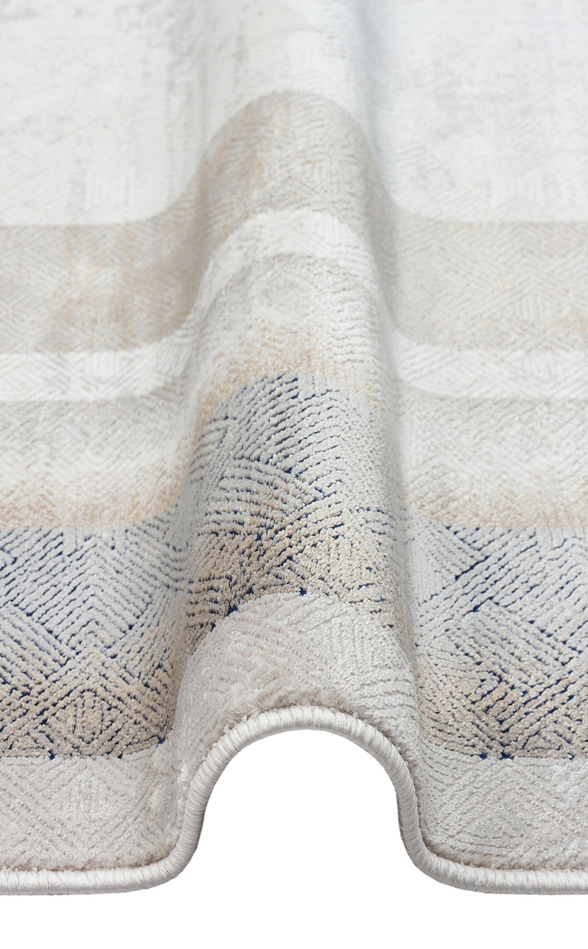 Akrel Beyaz Gri Modern Geometrik Mikropolyester Halı – doku yakın çekim