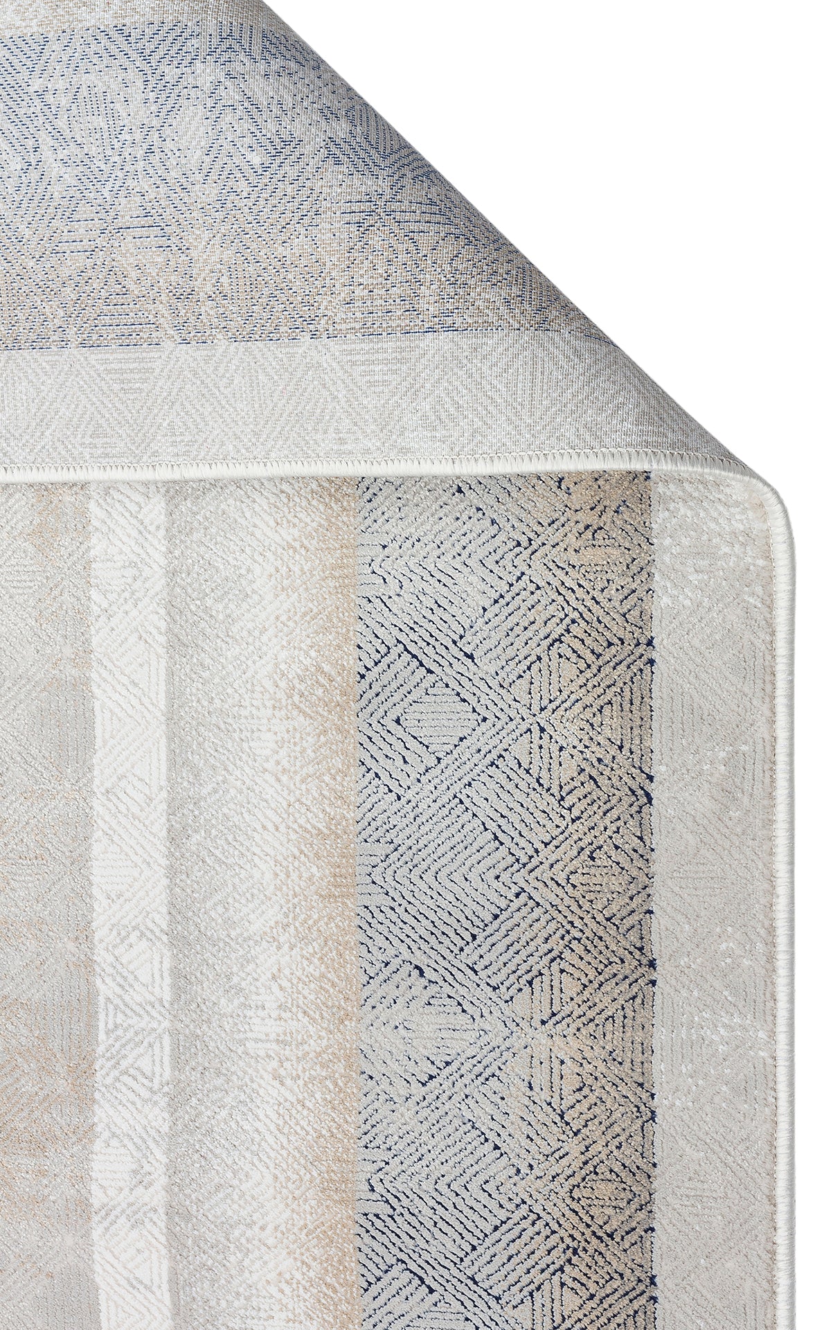 Akrel Beyaz Gri Modern Geometrik Mikropolyester Halı – genel görünüm