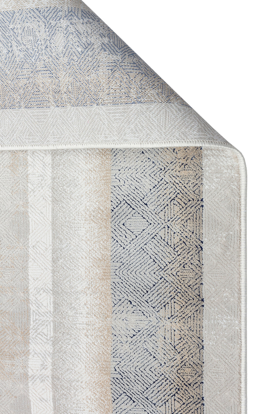 Akrel Beyaz Gri Modern Geometrik Mikropolyester Halı – genel görünüm