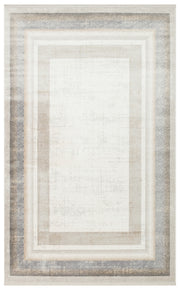 Akrel Beyaz Gri Modern Geometrik Mikropolyester Halı