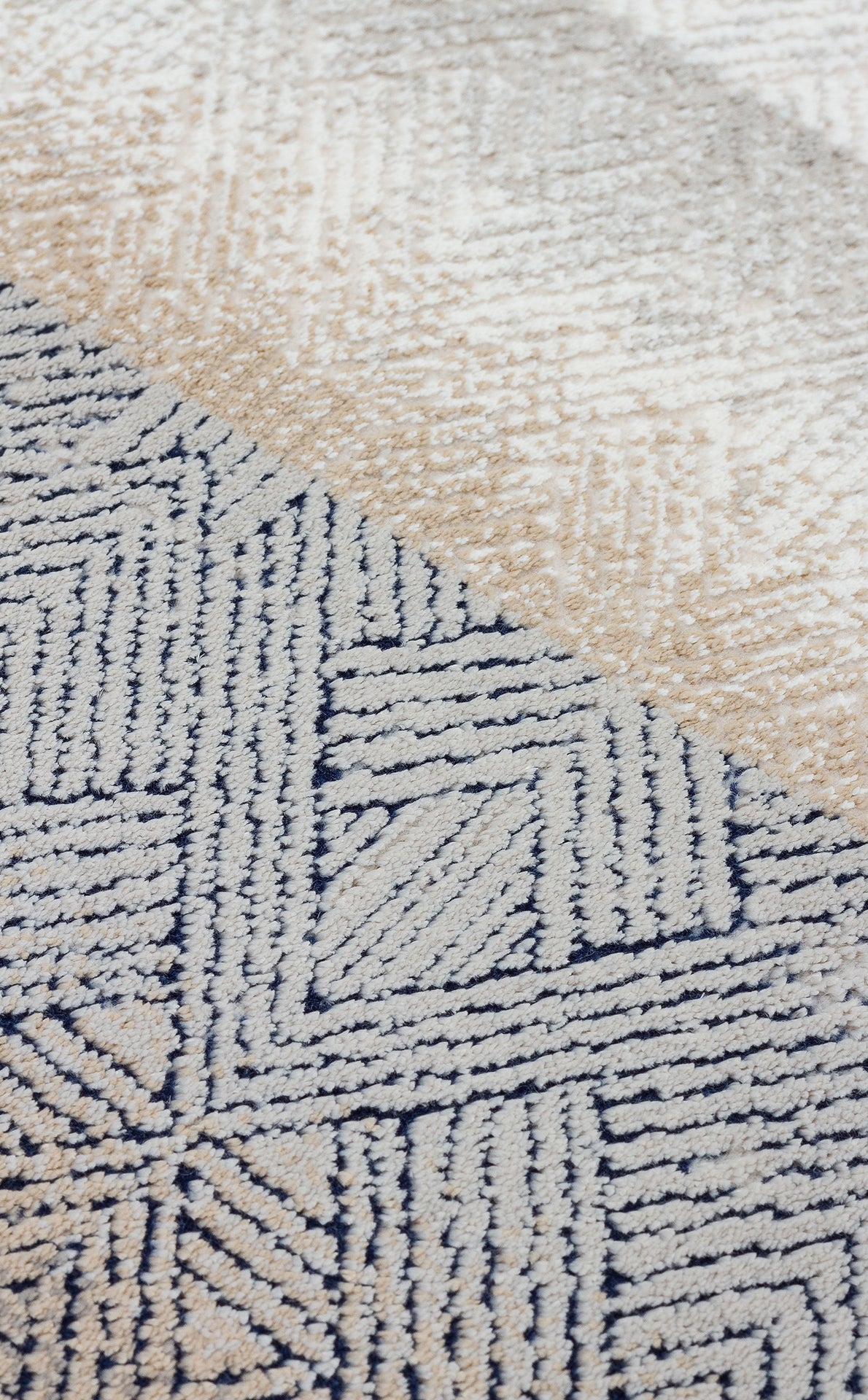Akrel Beyaz Gri Modern Geometrik Mikropolyester Halı – mekânda kullanım