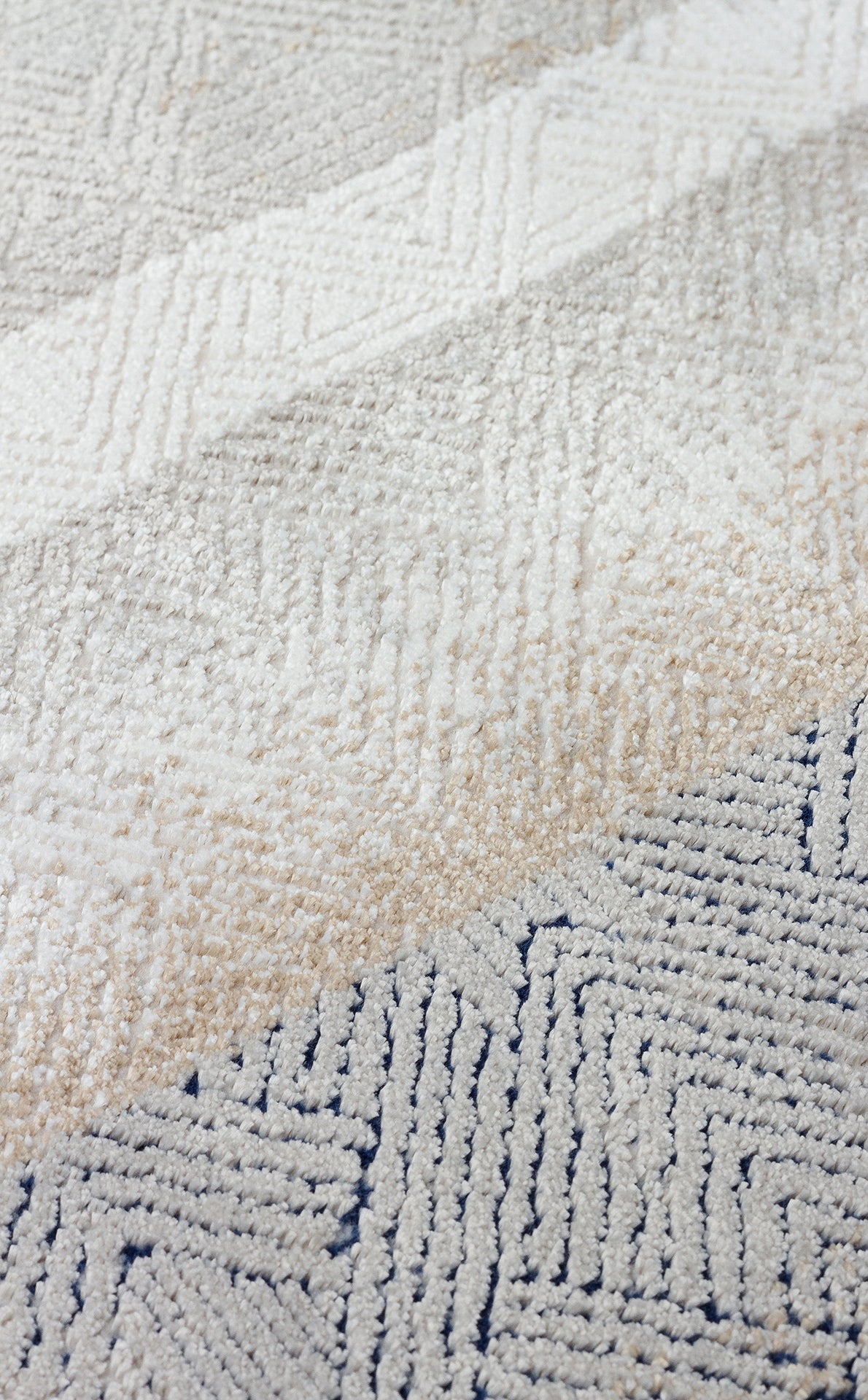 Akrel Beyaz Gri Modern Geometrik Mikropolyester Halı – detay görünümü