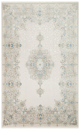 Ravene Creme Blau Medaillon Klassischer Maschinenteppich