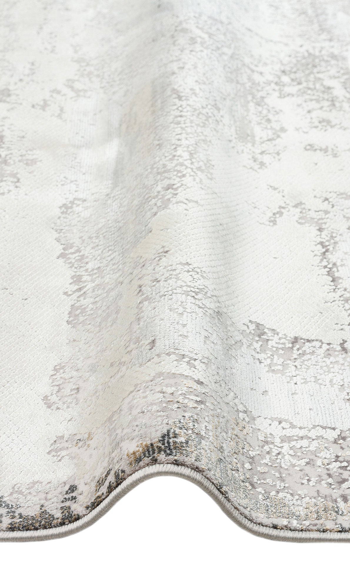 Ravene Beyaz Gri Modern Soyut Desenli Salon Halısı – doku yakın çekim