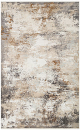 Alben Beige Grey Modern Abstract Patterned Acrylic Viscose Rug
