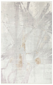 Alben Beyaz Gri Soyut Desenli Modern Salon Halısı