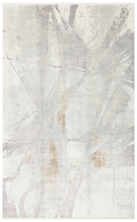 Alben Beyaz Gri Soyut Desenli Modern Salon Halısı