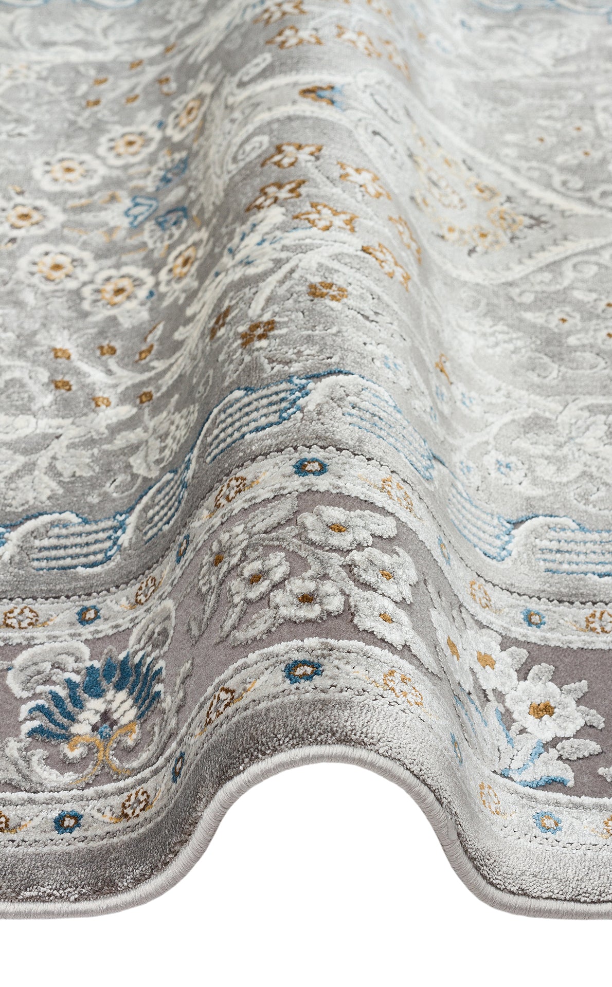 Ravene Gri Kahverengi Mihraplı İşlemeli Seccade