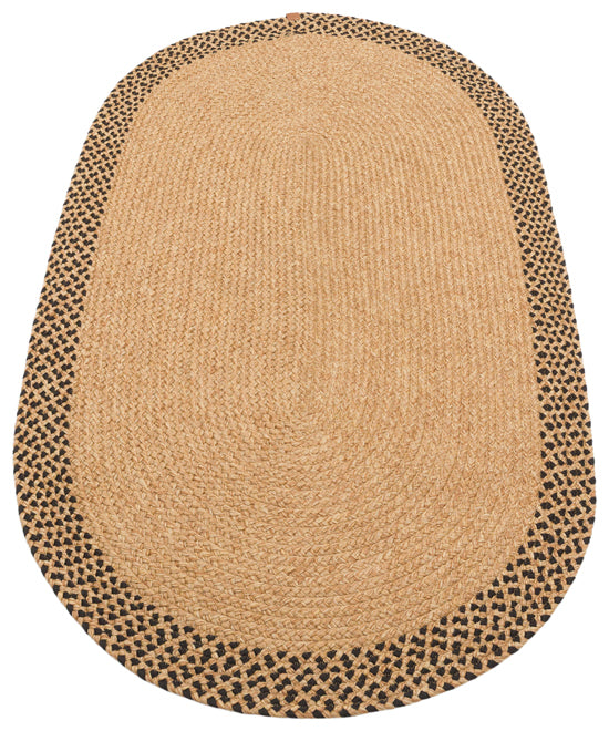 Orvena Naturel Siyah Benekli Kenarlı Oval Jüt Halı