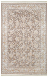 Zomra Beige Brown Classic Floral Acrylic Viscose Rug