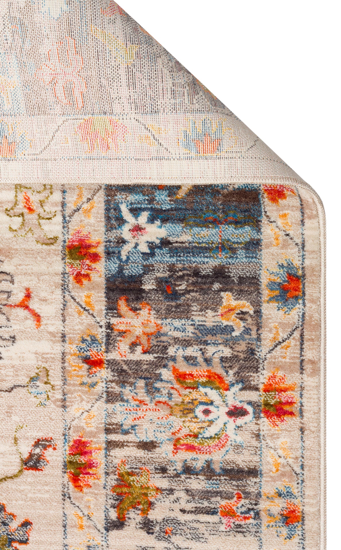 Ruvio Bej Mavi Klasik Madalyon Desenli Polyester Halı – genel görünüm