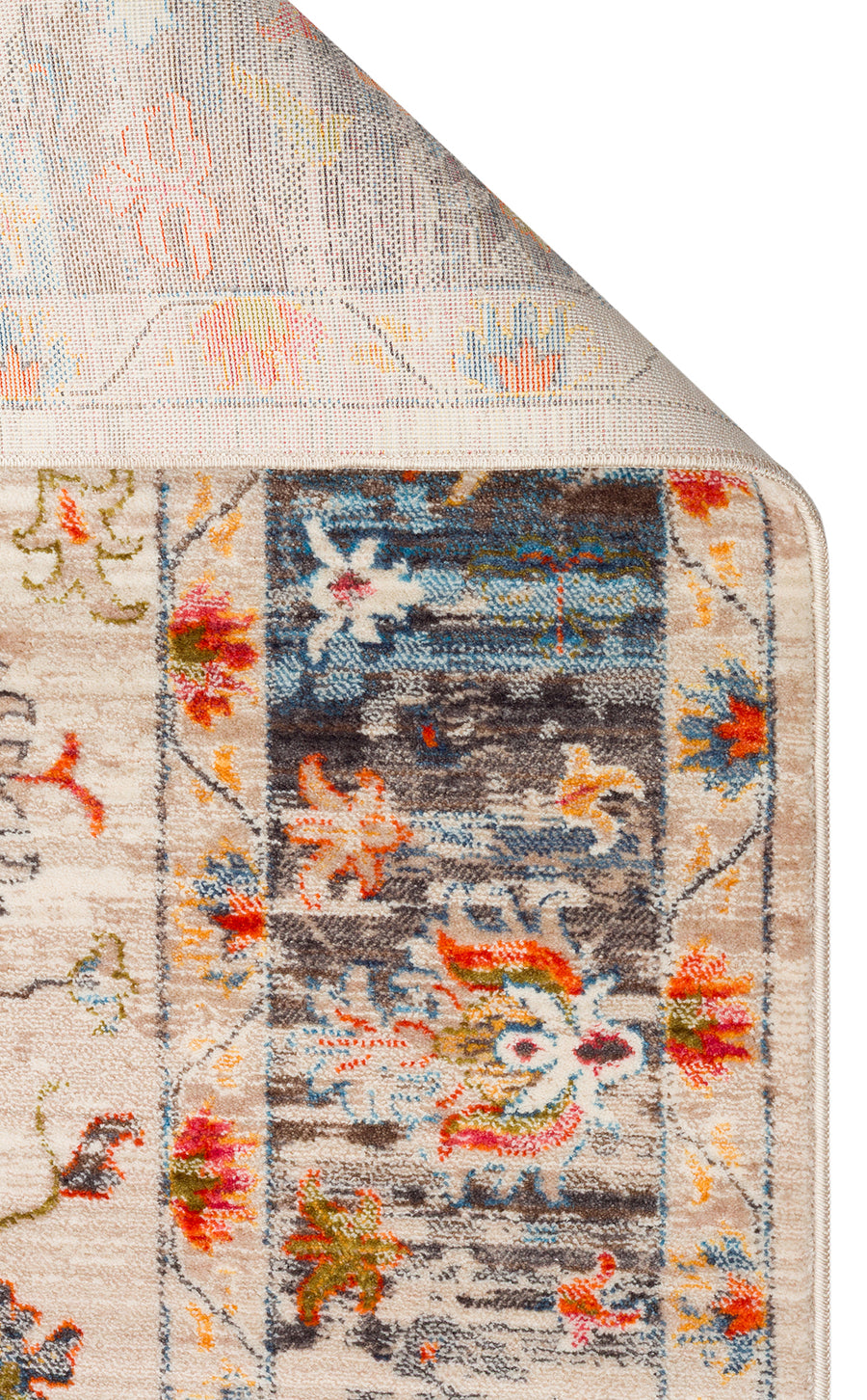 Ruvio Bej Mavi Klasik Madalyon Desenli Polyester Halı – genel görünüm