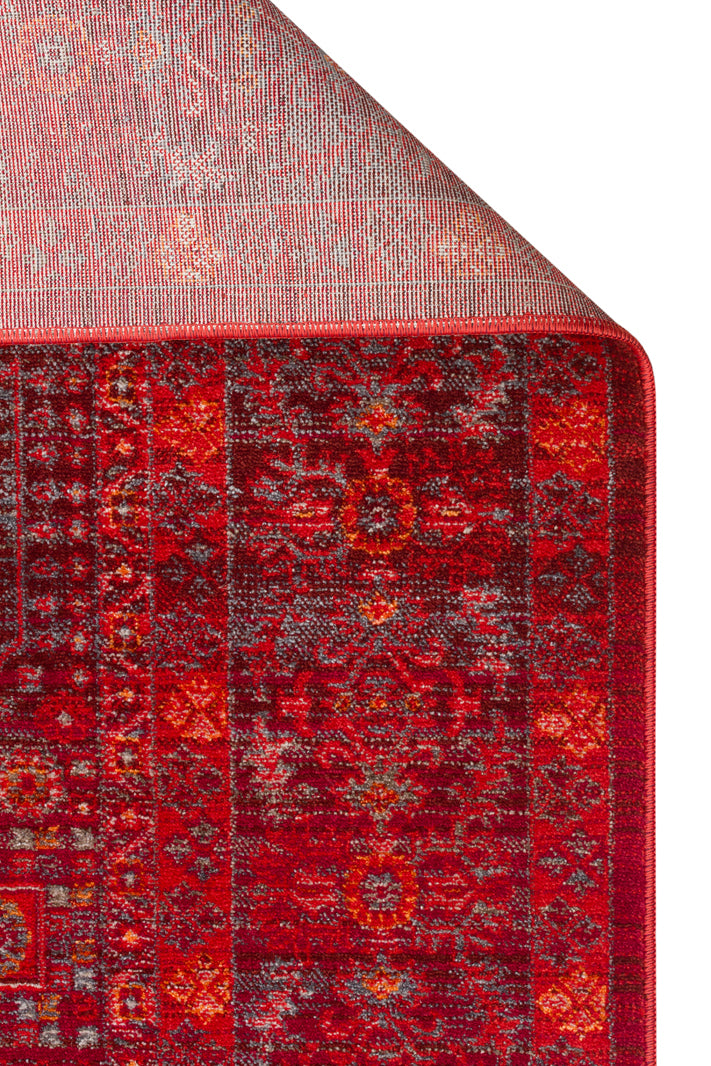 Ruvio Kırmızı Gri Geometrik Desenli Klasik Polyester Halı – genel görünüm