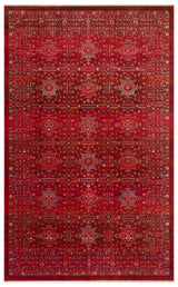 Ruvio Red Grey Geometric Pattern Classic Polyester Rug