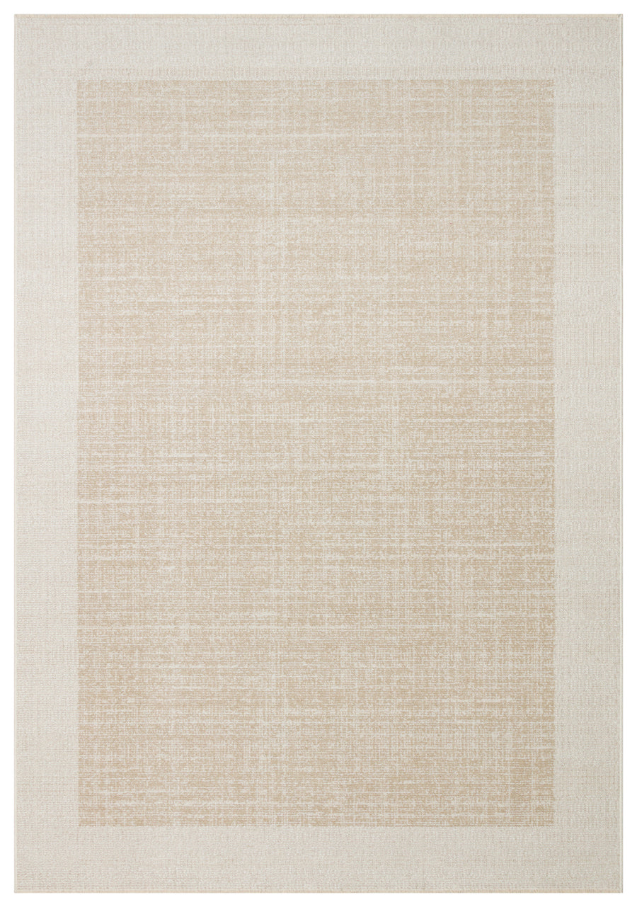Nivlo Beige Ecru Modern Geometric Pattern Polyester Rug