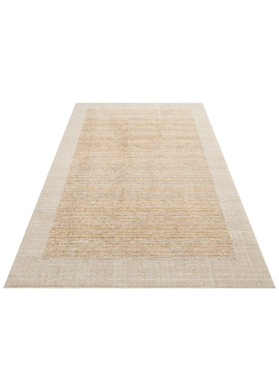 Nivlo Bej Taba Modern Geometrik Polyester Halı – mekânda kullanım