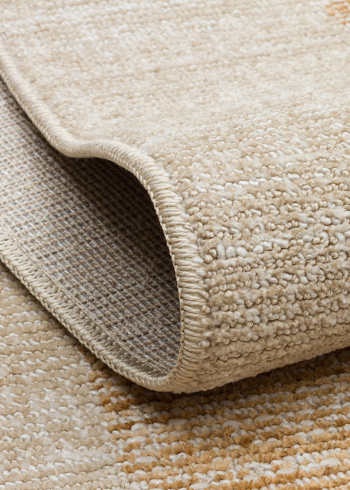 Nivlo Bej Taba Modern Geometrik Polyester Halı – kenar detayı