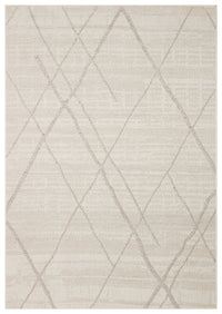 Nivlo Beige Grey Modern Geometric Polyester Machine-Made Rug