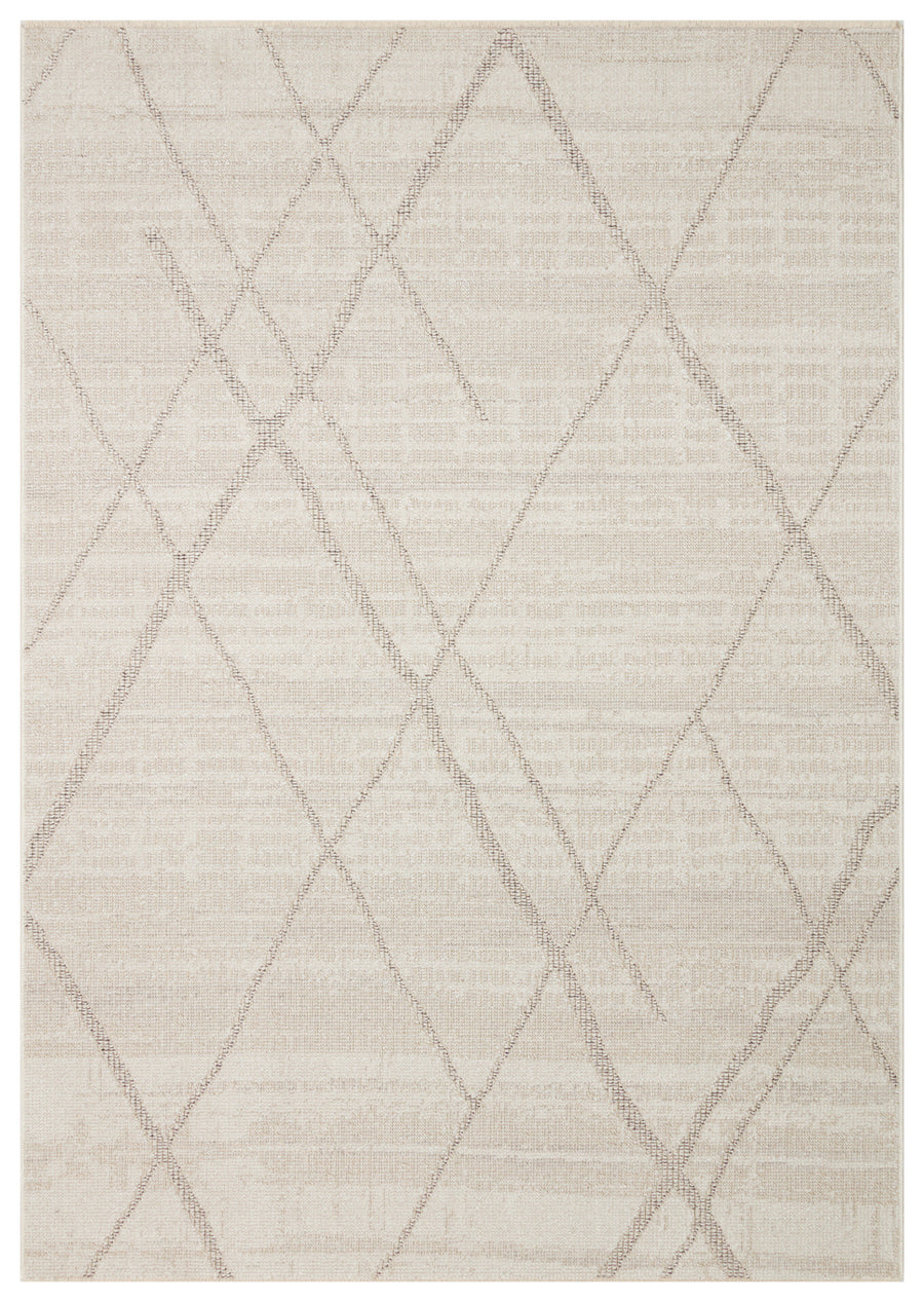 Nivlo Bej Gri Modern Geometrik Polyester Makine Halısı
