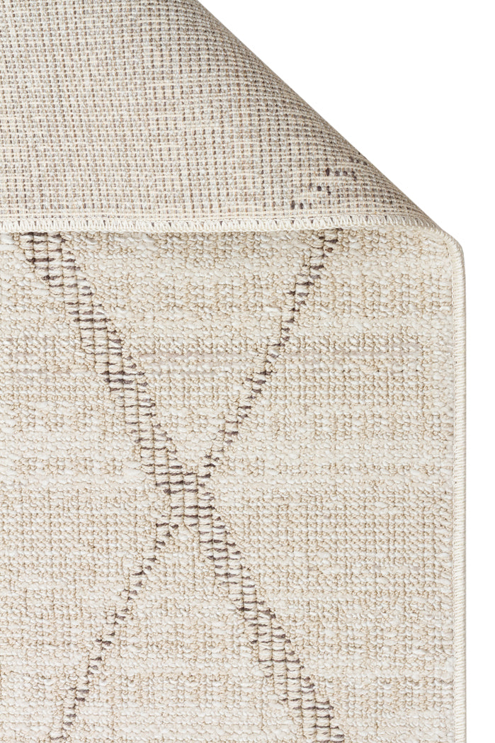 Nivlo Bej Gri Modern Geometrik Polyester Makine Halısı – genel görünüm