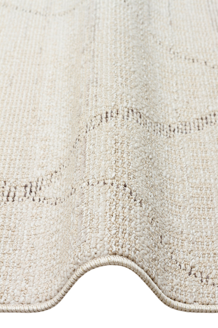 Nivlo Bej Gri Modern Geometrik Polyester Makine Halısı – doku yakın çekim