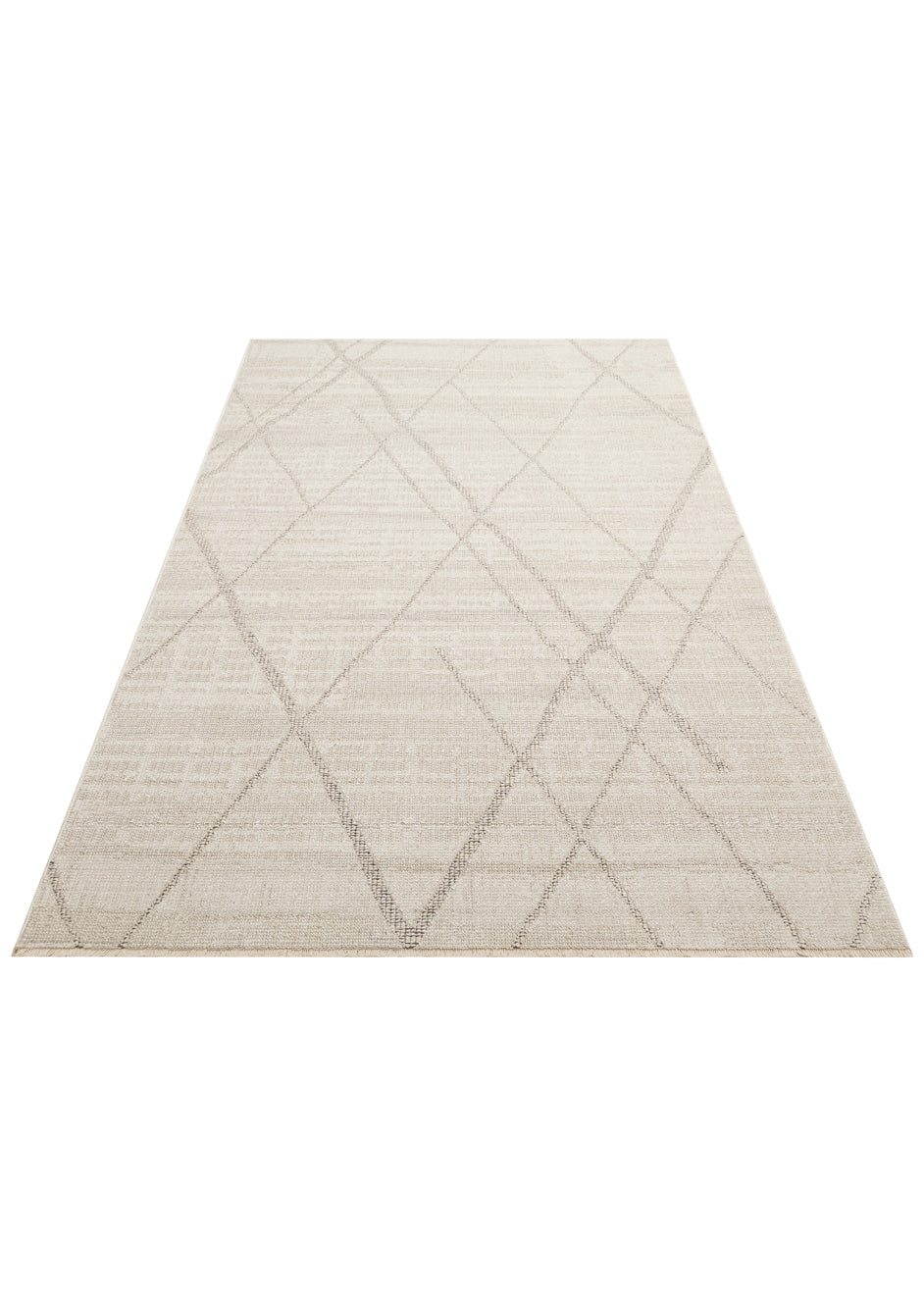 Nivlo Bej Gri Modern Geometrik Polyester Makine Halısı – mekânda kullanım