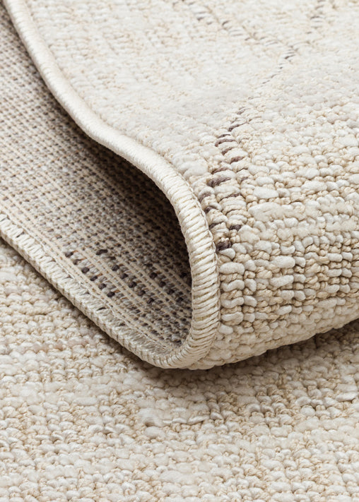 Nivlo Bej Gri Modern Geometrik Polyester Makine Halısı – kenar detayı