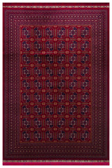 Torka Burgundy Navy Geometric Pattern Machine-Made Rug