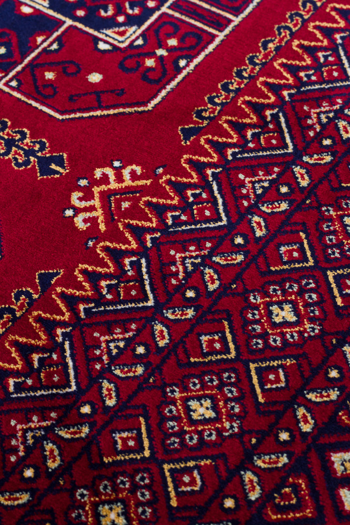 Torka Bordo Lacivert Geometrik Desenli Makine Halısı – detay görünümü