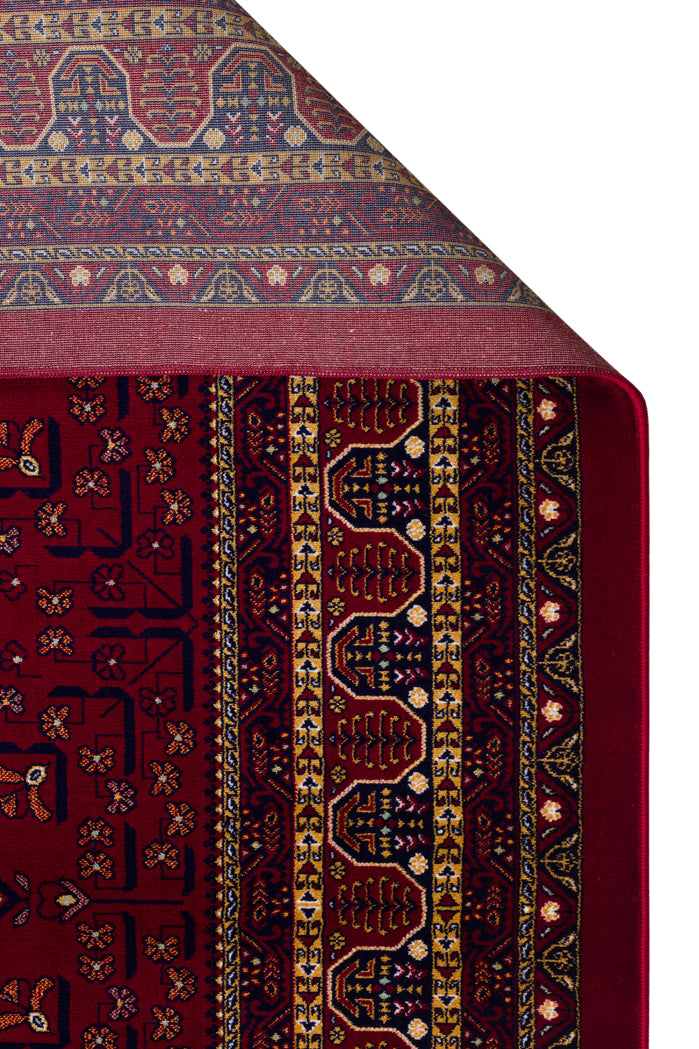 Torka Bordo Bej Geometrik Klasik Polyester Halı – genel görünüm