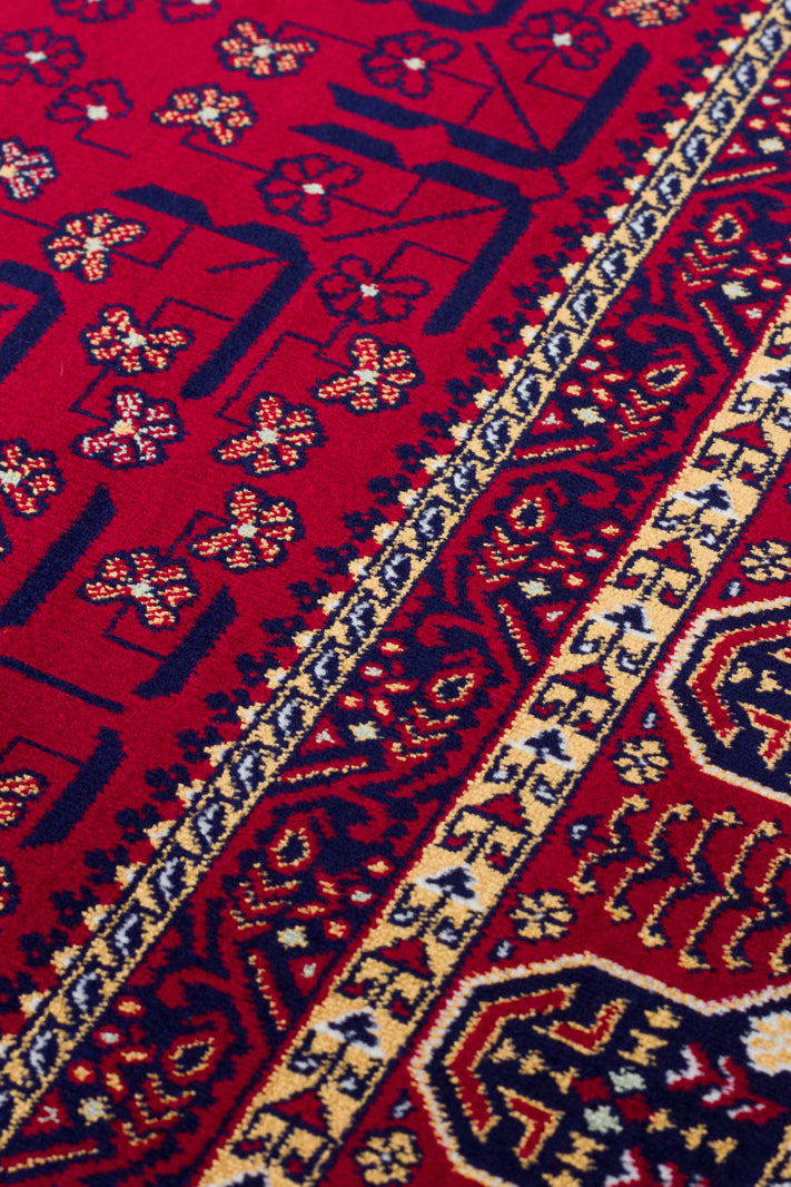 Torka Bordo Bej Geometrik Klasik Polyester Halı – detay görünümü